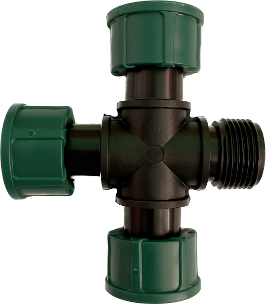 Kreuz - Kupplung (Verteiler 2fach) 1" mit O-Ring-Verschraubung